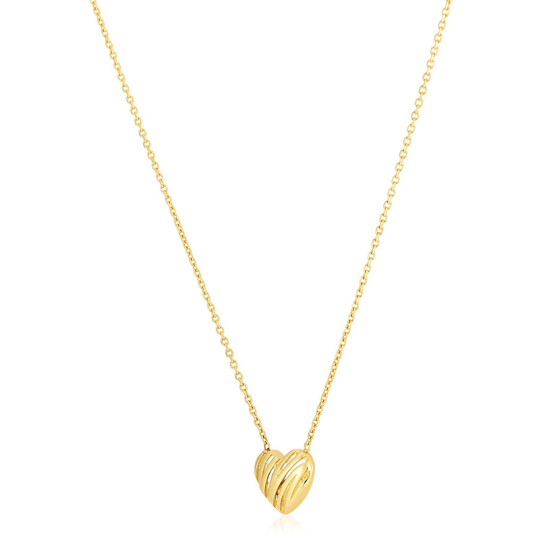 14k Yellow Gold High Polish Scribbles Heart Necklace - Coolpeacock