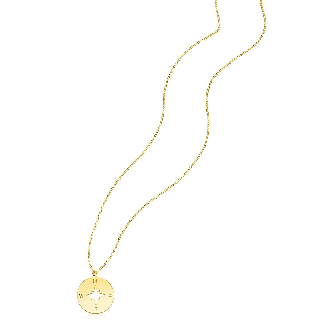 14K Yellow Gold Necklace with Compass - Coolpeacock