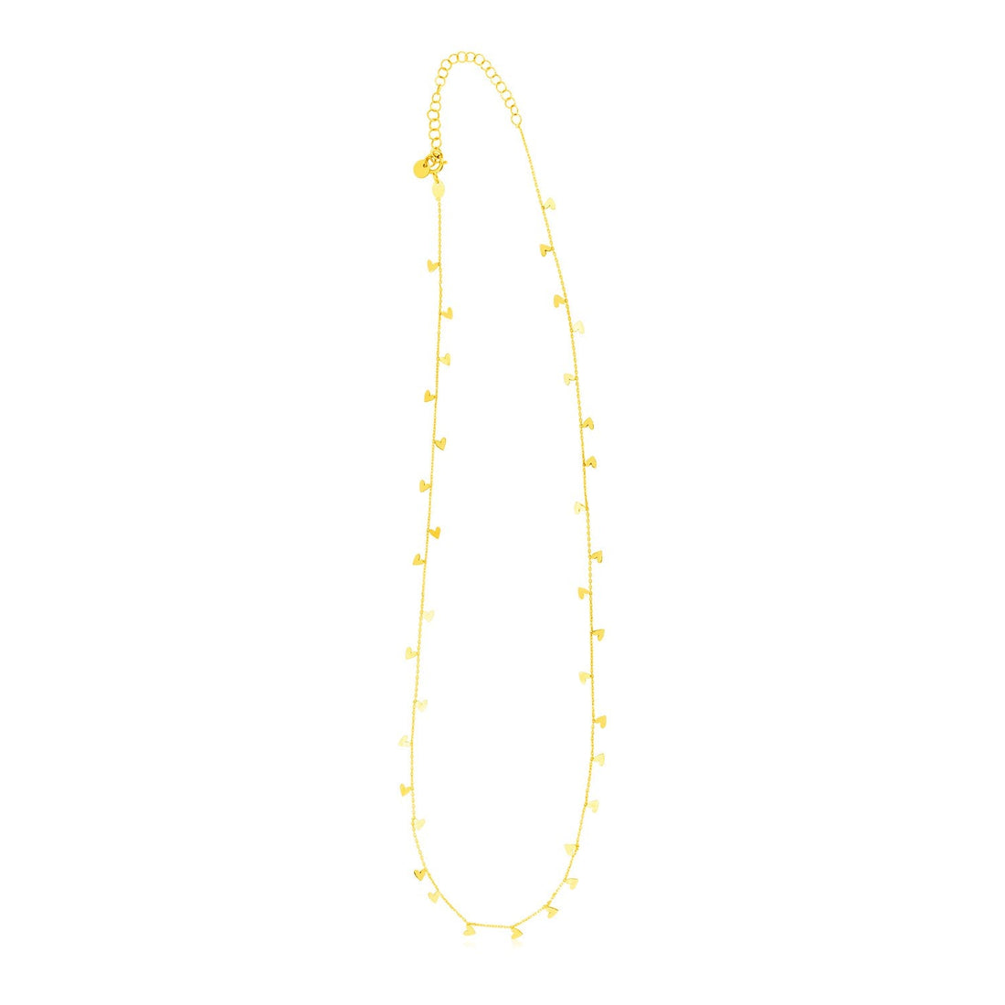 14K Yellow Gold Necklace with Dangling Hearts - Coolpeacock