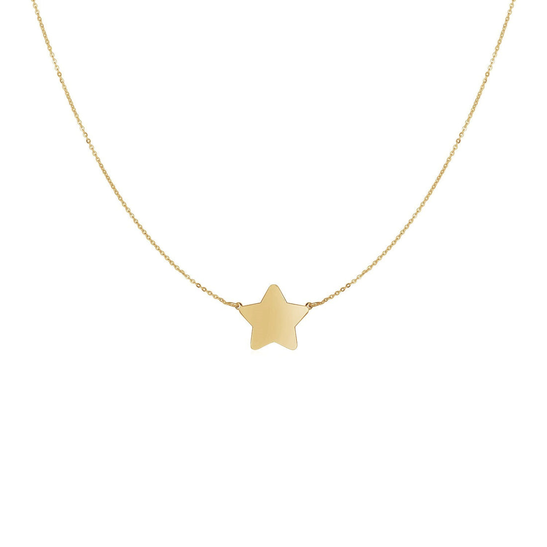 14k Yellow Gold Necklace with Five Pointed Star - Coolpeacock