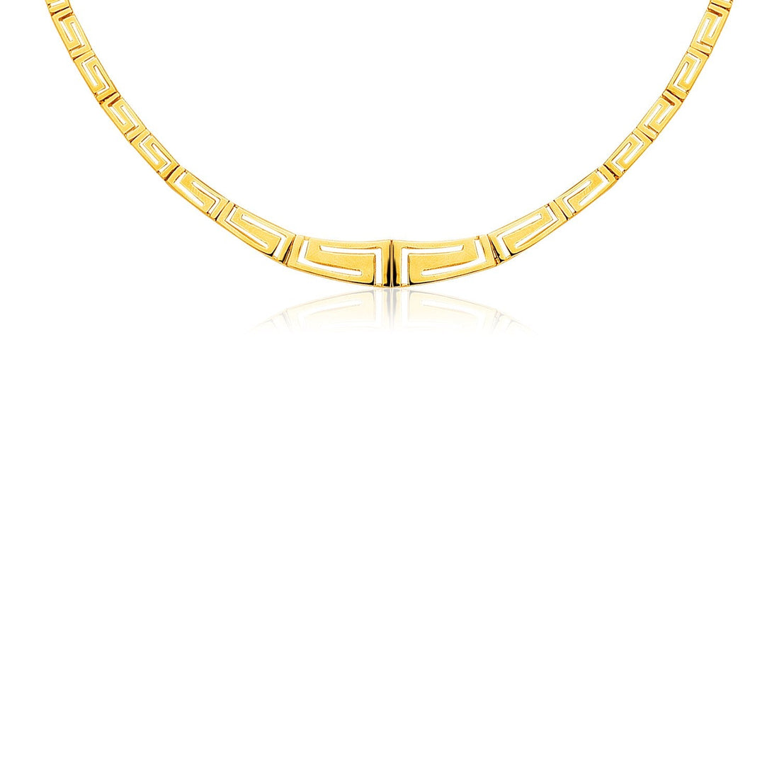 14K Yellow Gold Necklace with Graduated Greek Meander Motif Links - Coolpeacock