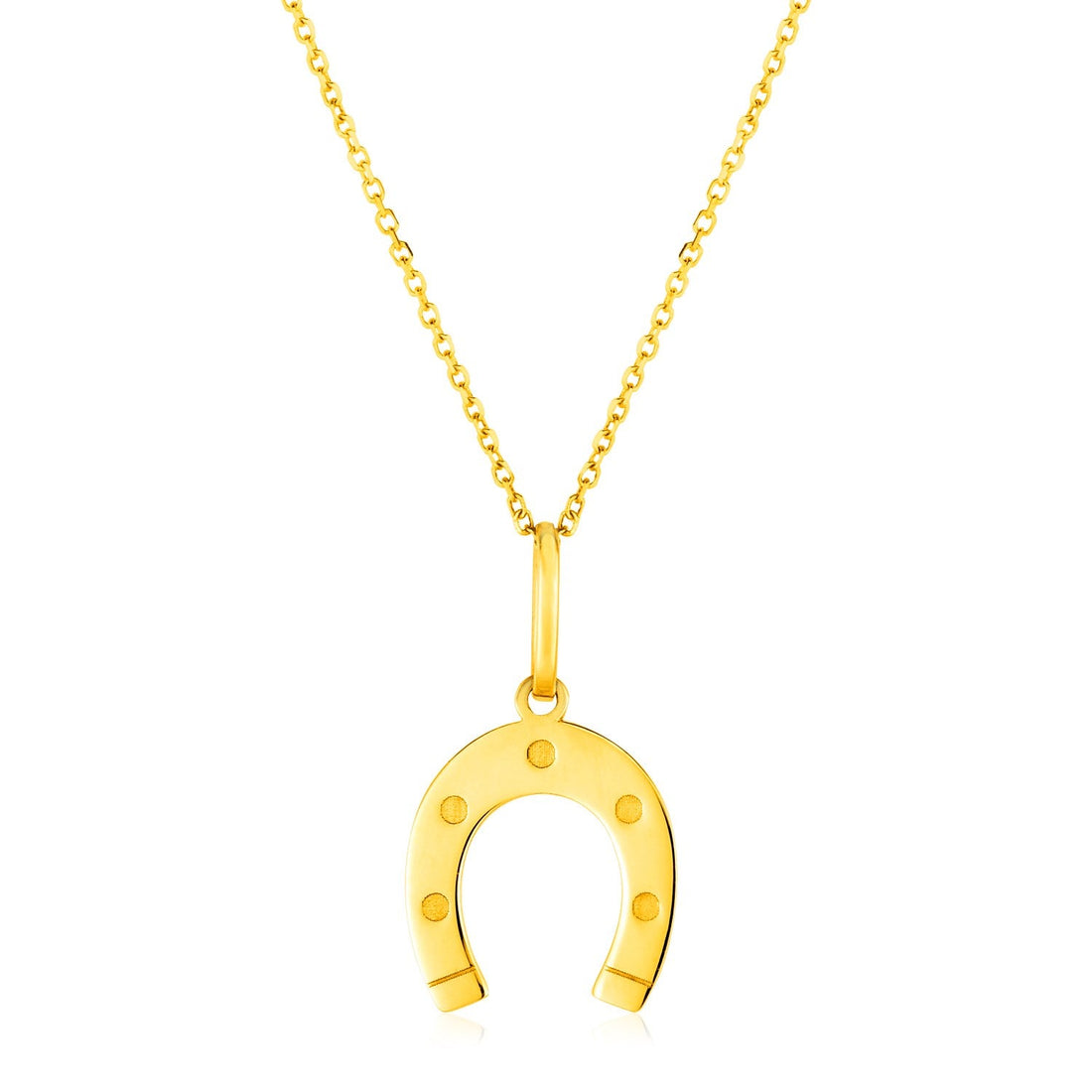 14K Yellow Gold Necklace with Horseshoe - Coolpeacock