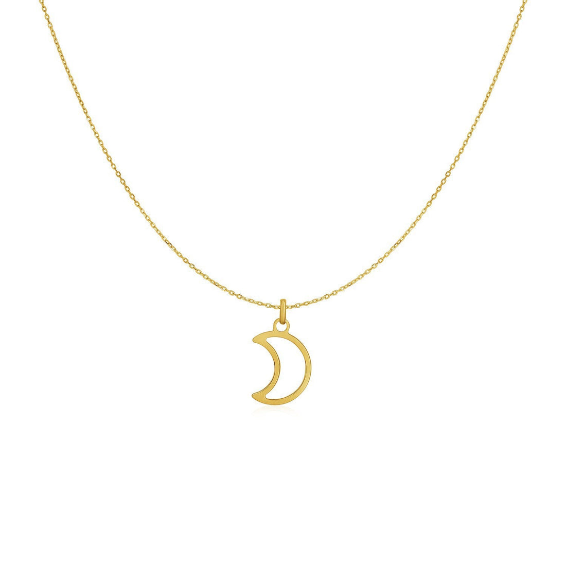 14k Yellow Gold Necklace with Moon - Coolpeacock