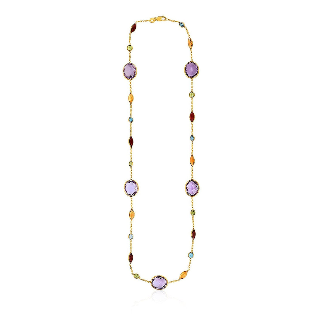 14k Yellow Gold Necklace with Multi - Colored Stones - Coolpeacock