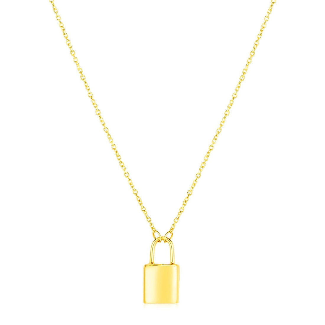 14k Yellow Gold Padlock Necklace - Coolpeacock