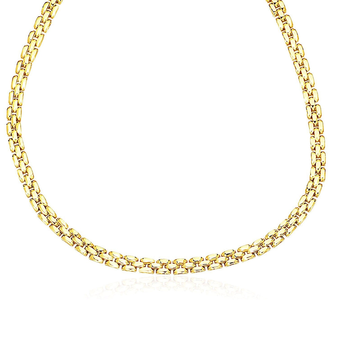 14k Yellow Gold Panther Chain Link Shiny Necklace - Coolpeacock