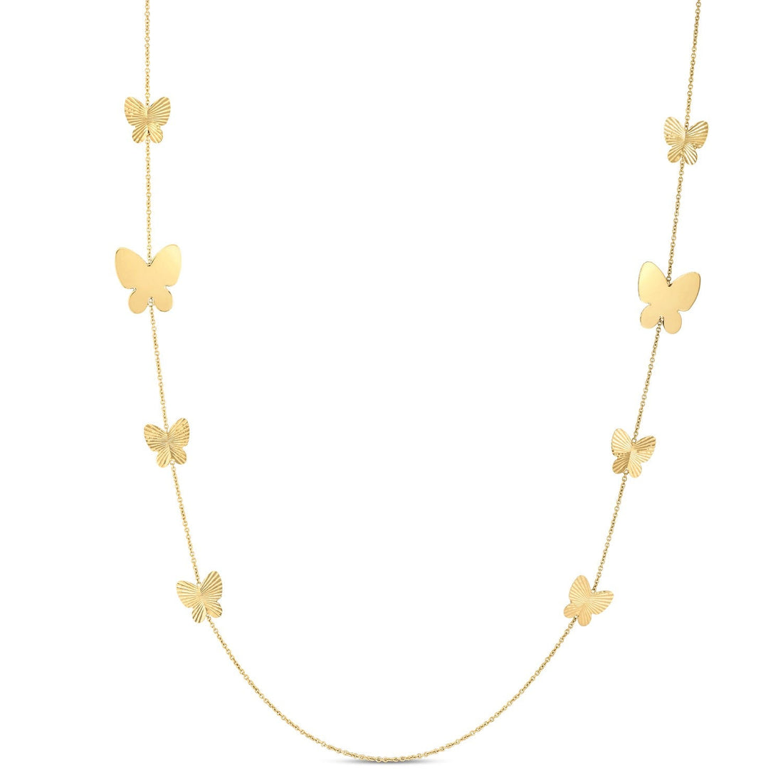 14k Yellow Gold Papillon Graduated Butterfly Necklace - Coolpeacock