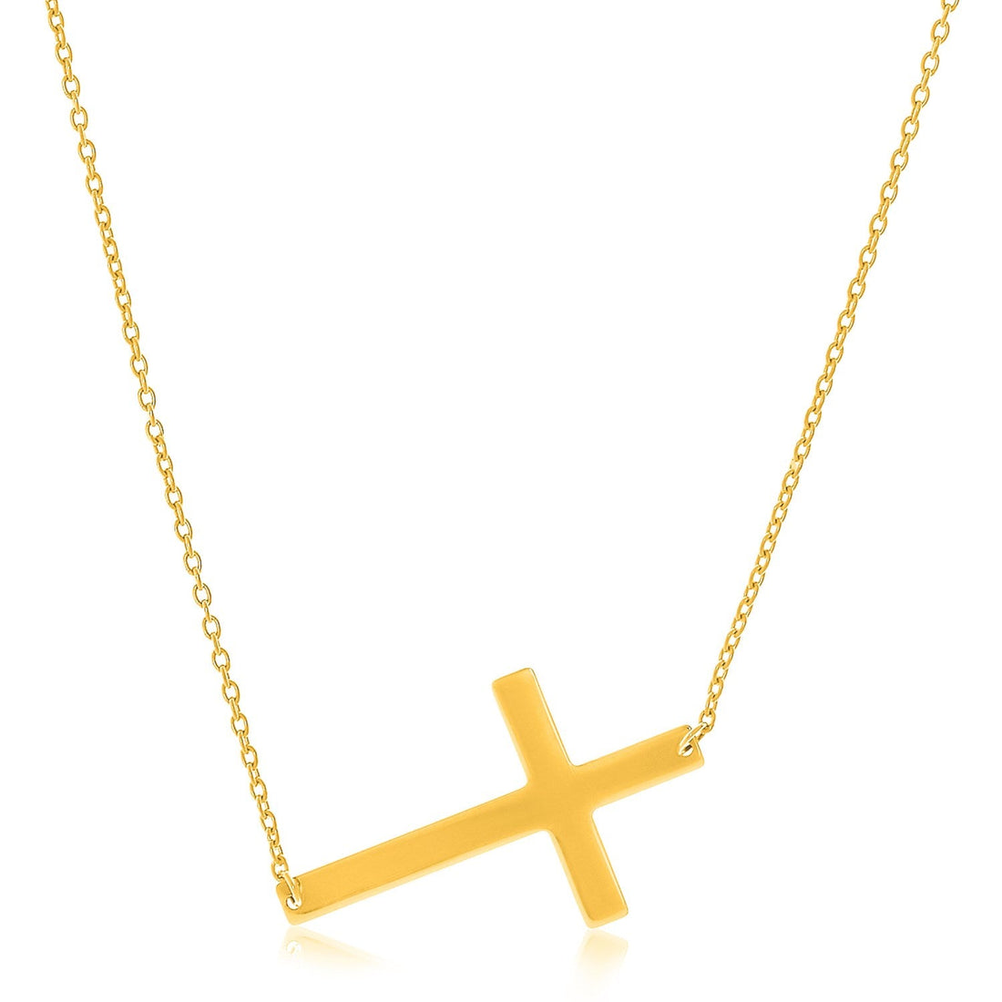 14k Yellow Gold Plain Cross Motif Necklace - Coolpeacock