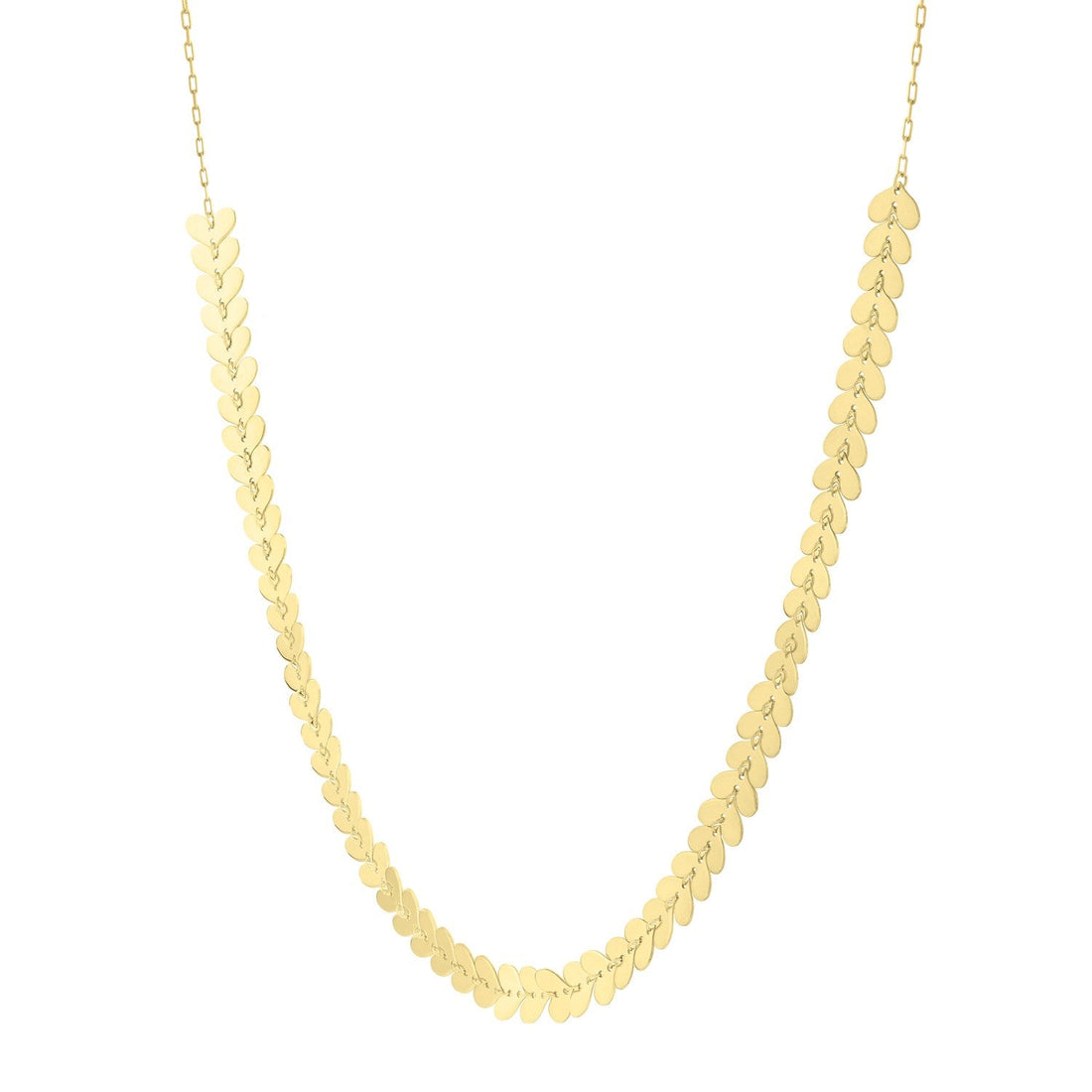 14k Yellow Gold Polished Heart Link Chain Necklace - Coolpeacock