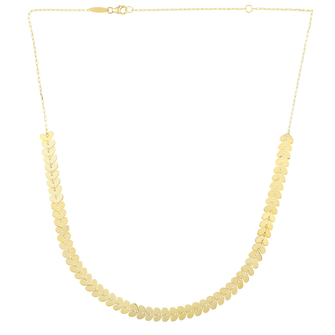 14k Yellow Gold Polished Heart Link Chain Necklace - Coolpeacock