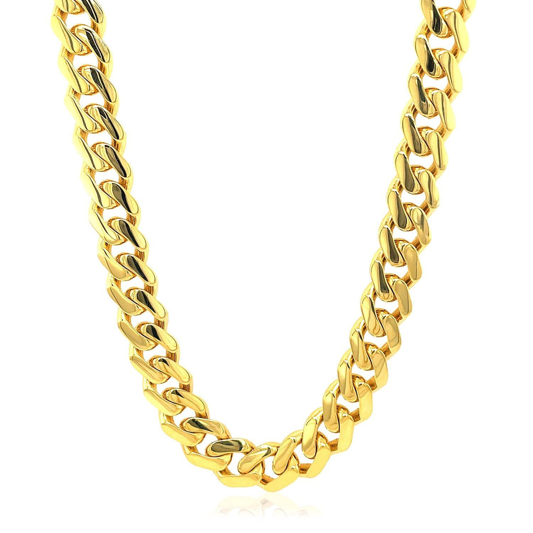 14k Yellow Gold Polished Miami Cuban Chain Necklace - Coolpeacock