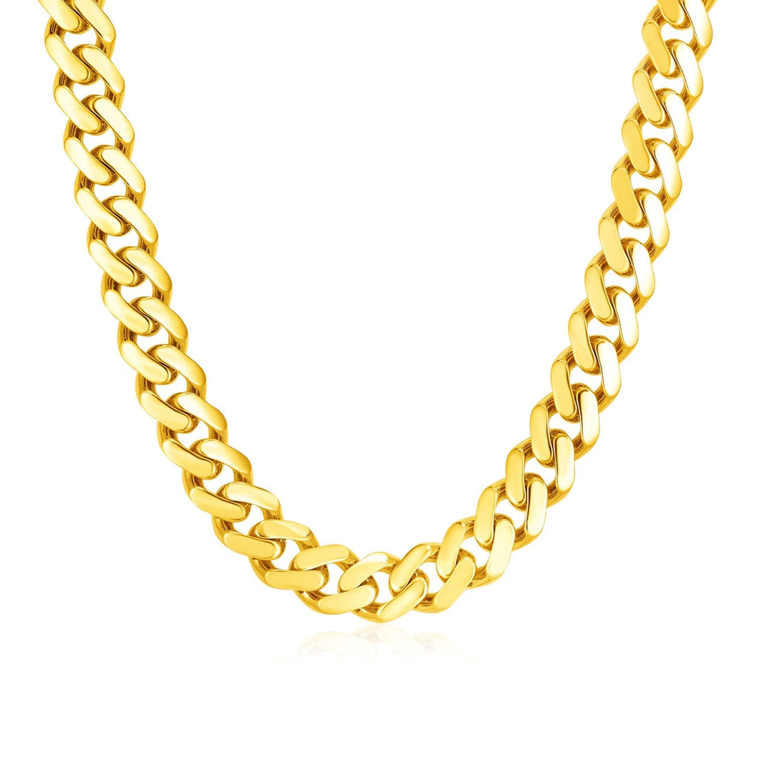 14k Yellow Gold Polished Miami Cuban Chain Necklace - Coolpeacock