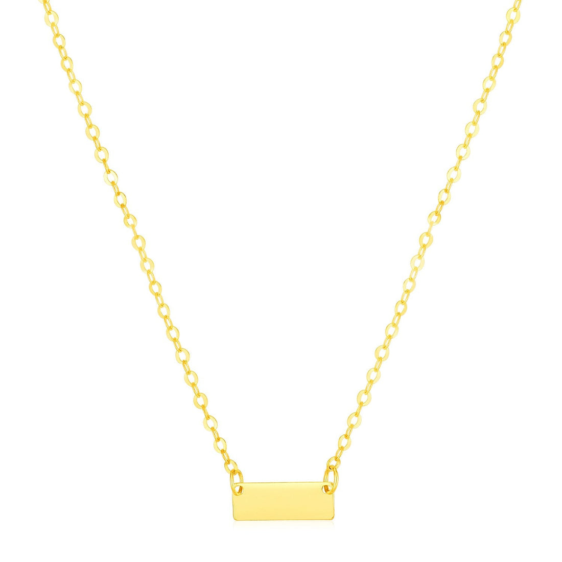 14k Yellow Gold Polished Mini Bar Necklace - Coolpeacock