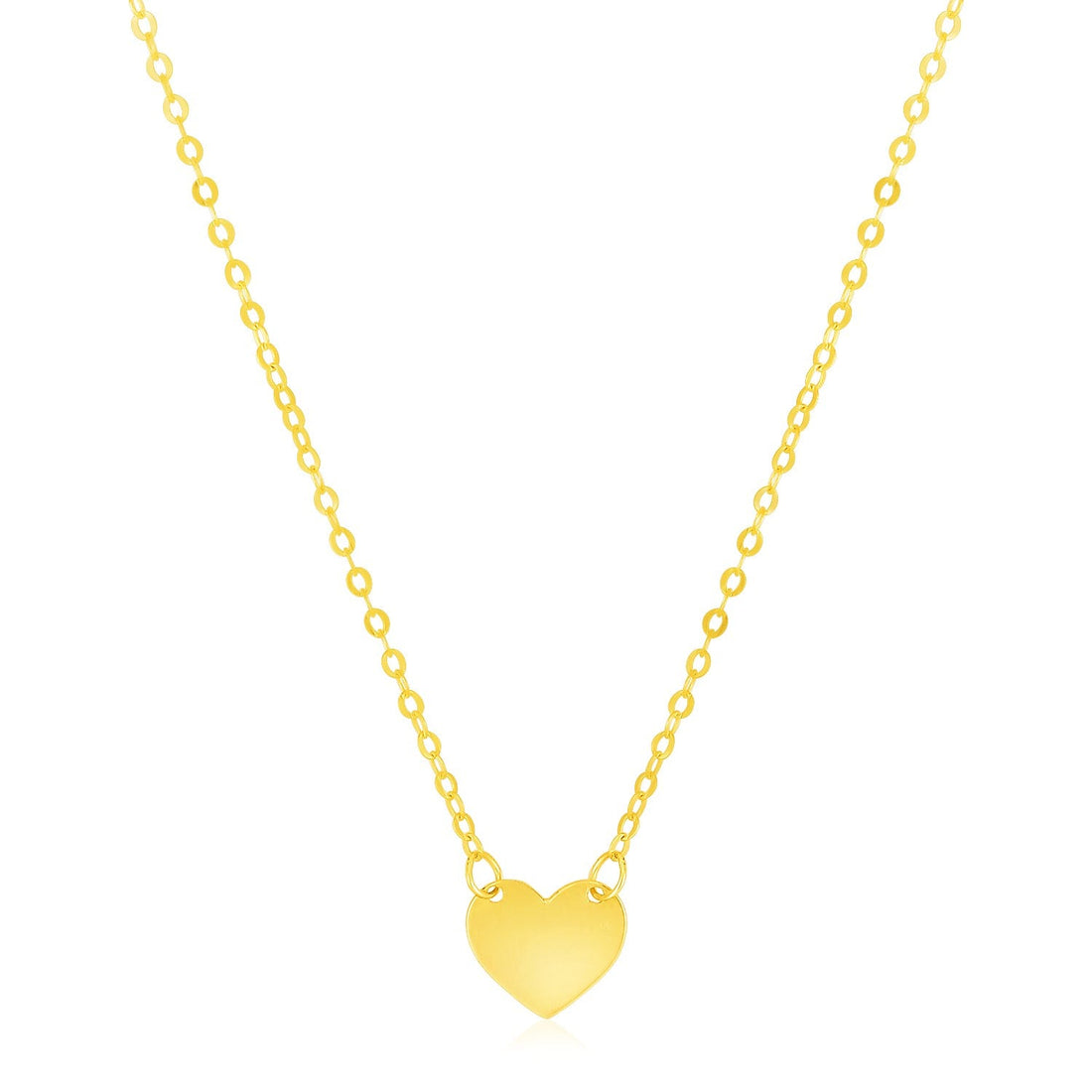 14k Yellow Gold Polished Mini Heart Necklace - Coolpeacock