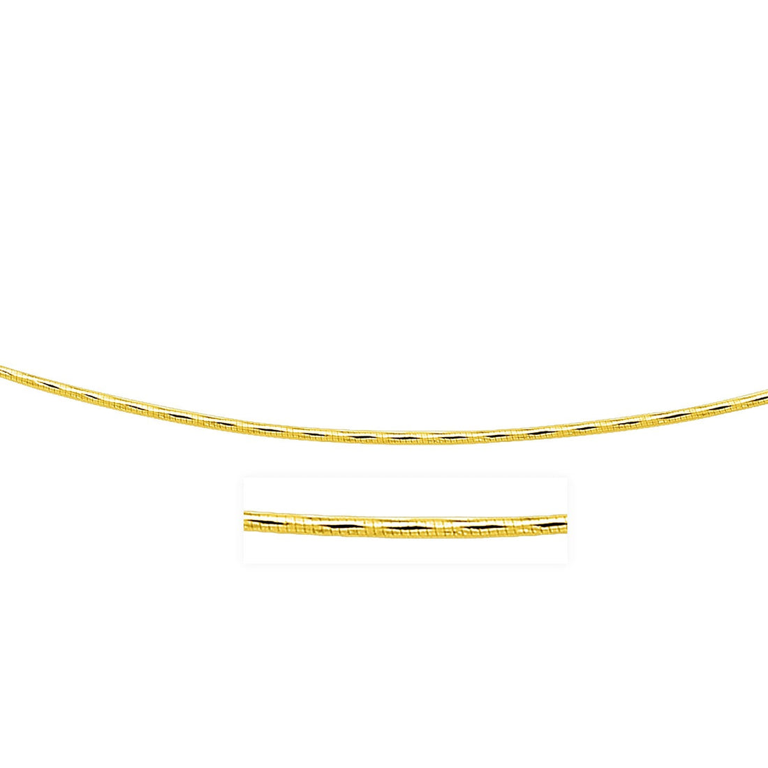 14k Yellow Gold Round Omega Necklace with Diamond Cuts (1.5 mm) - Coolpeacock