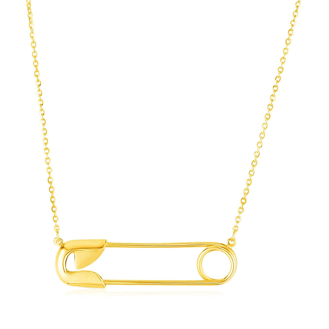 14k Yellow Gold Safety Pin Necklace - Coolpeacock