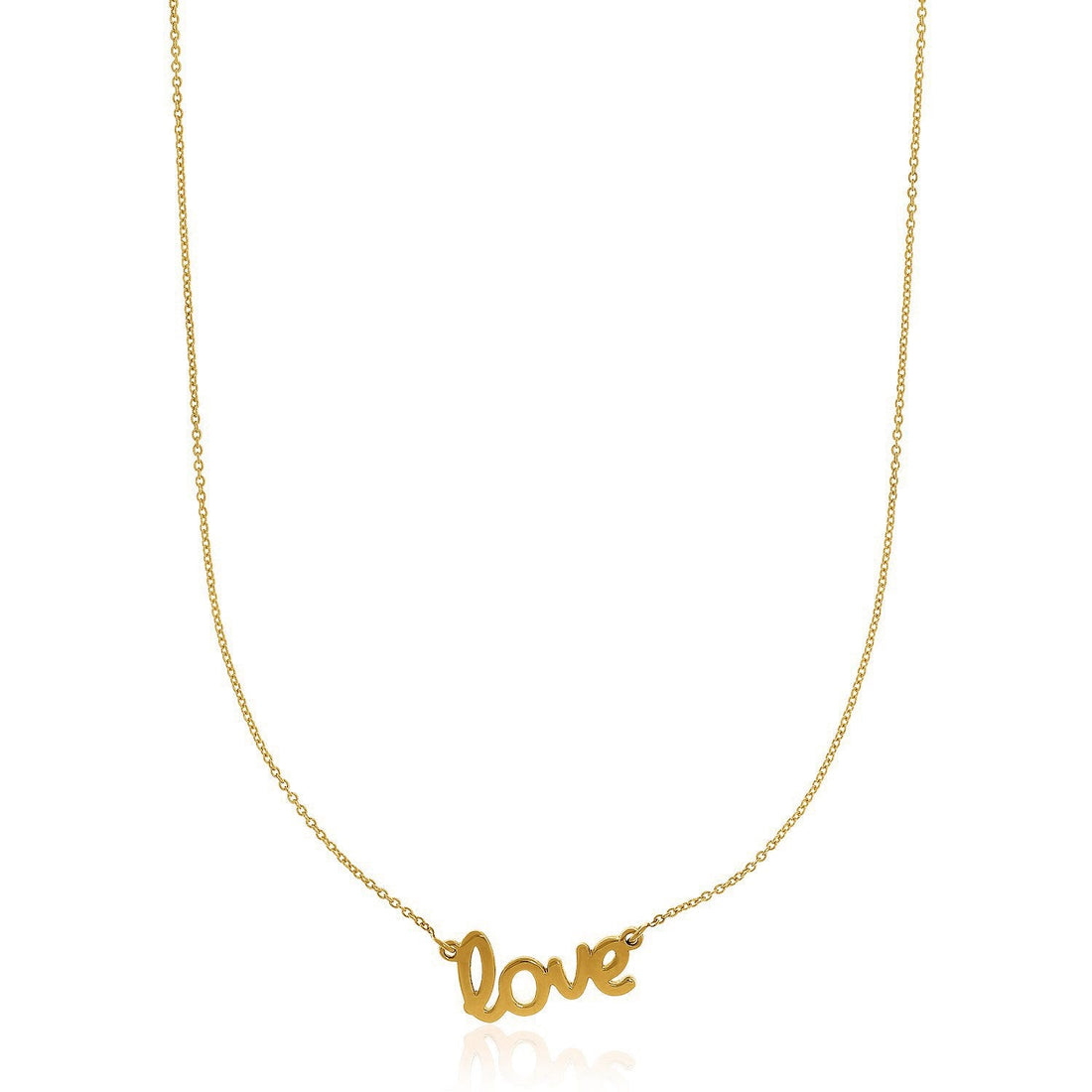 14k Yellow Gold Script LOVE Necklace - Coolpeacock