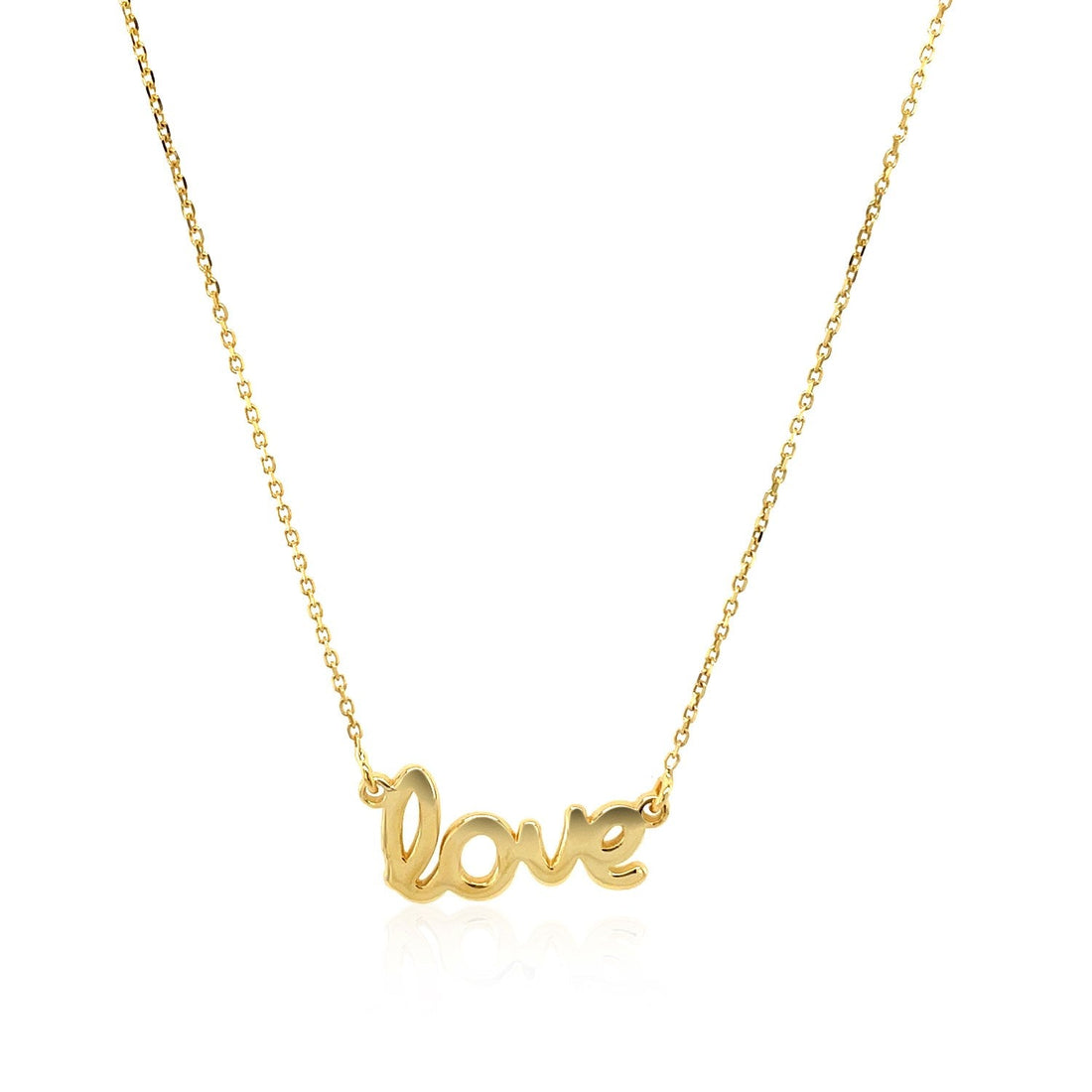 14k Yellow Gold Script LOVE Necklace - Coolpeacock