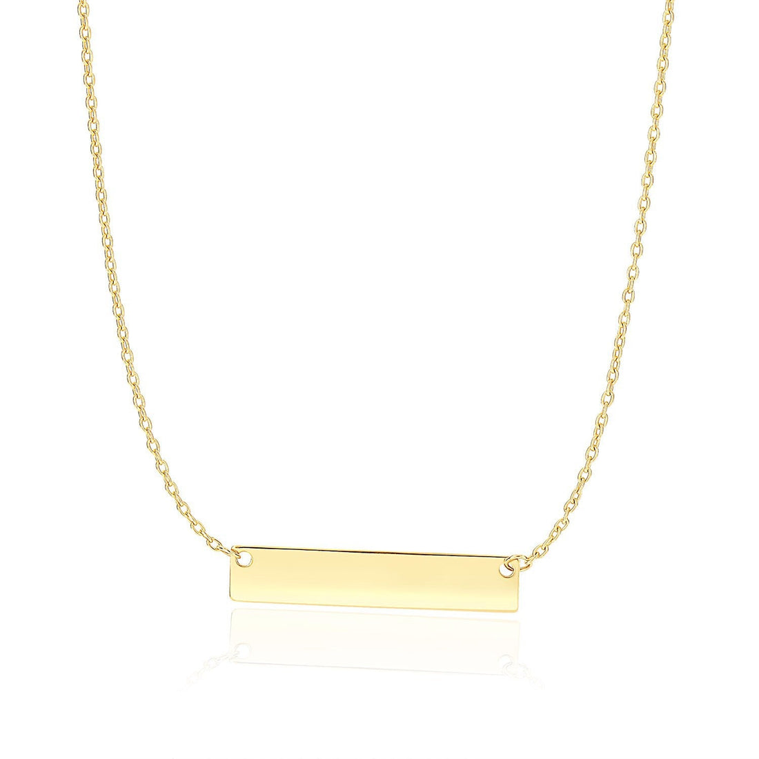 14k Yellow Gold Smooth Flat Horizontal Bar Style Necklace - Coolpeacock