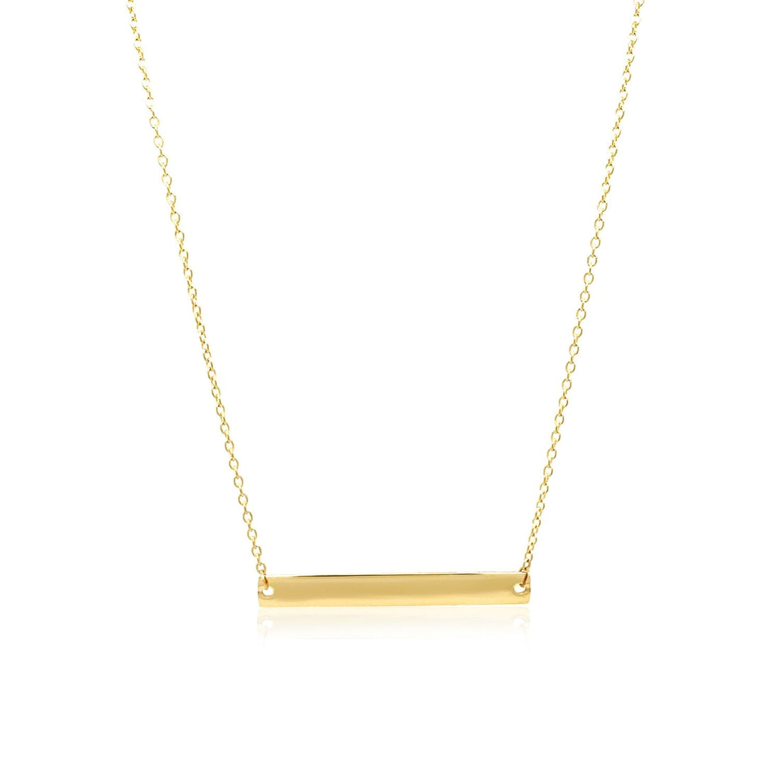 14k Yellow Gold Smooth Flat Horizontal Bar Style Necklace - Coolpeacock