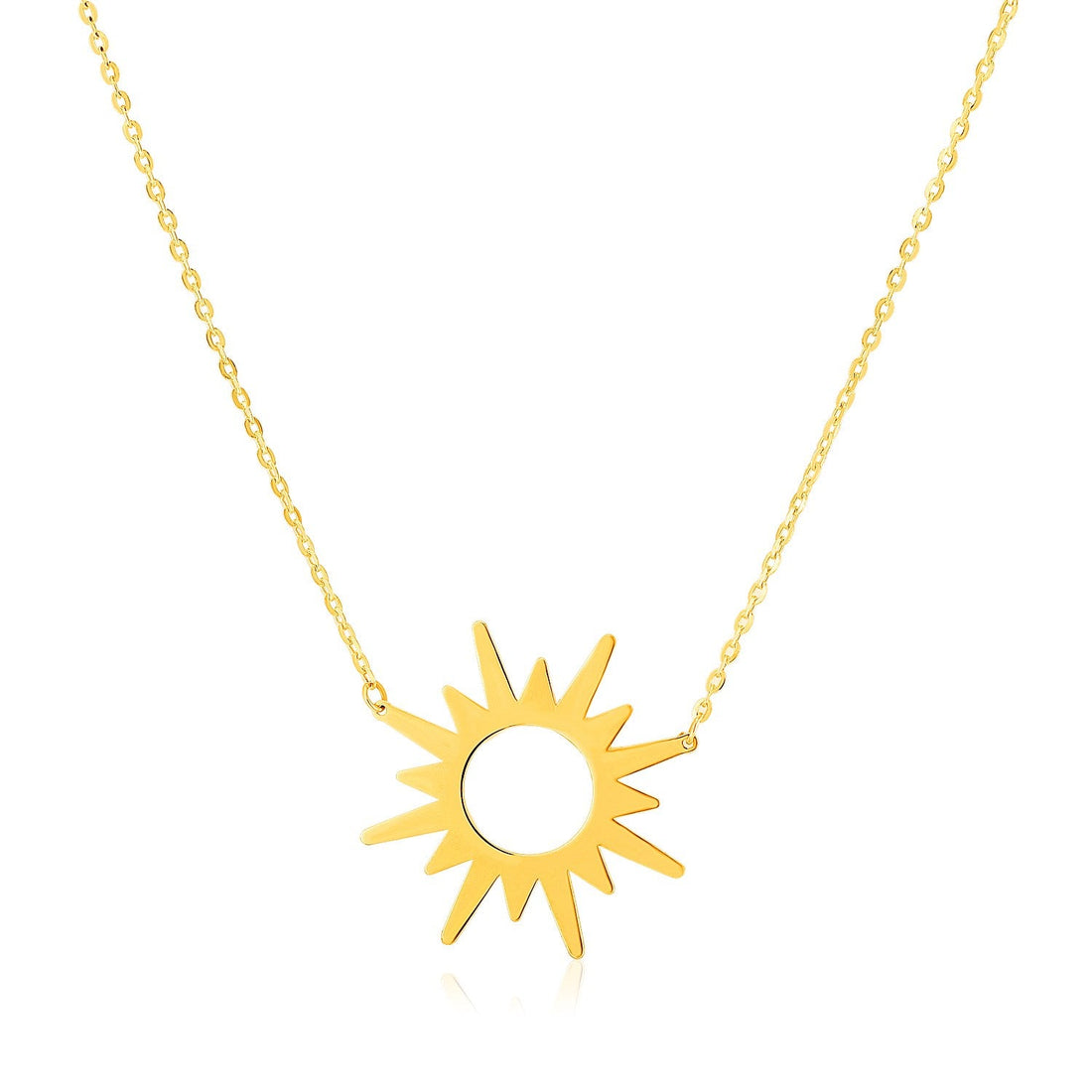 14K Yellow Gold Sunburst Necklace - Coolpeacock