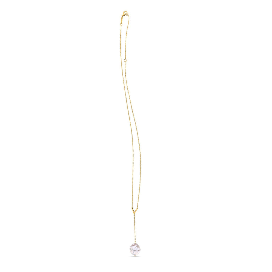 14k Yellow Gold Tesoro Pearl Lariat Necklace - Coolpeacock