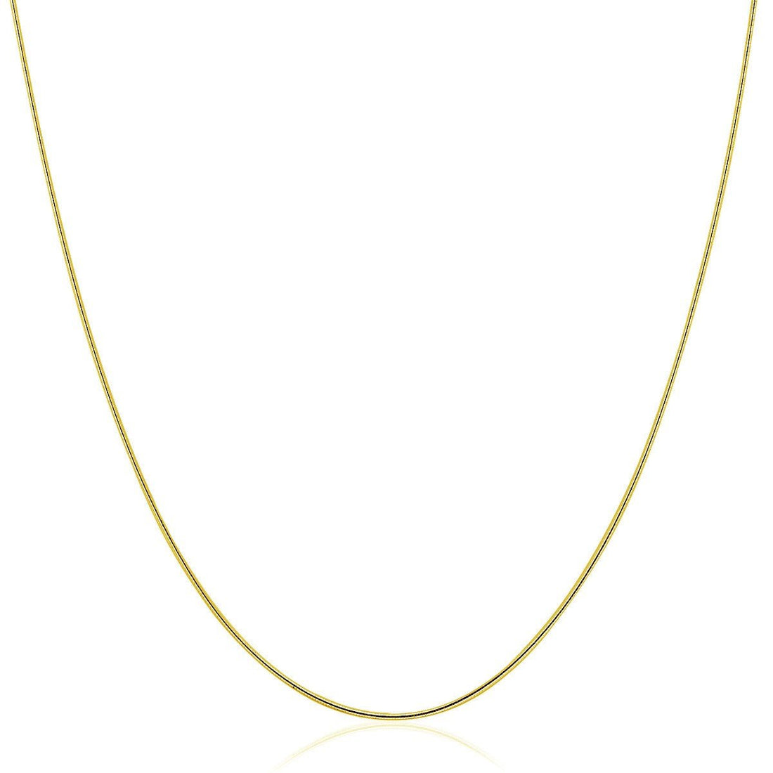 14k Yellow Gold Thin Motif Round Omega Necklace - Coolpeacock