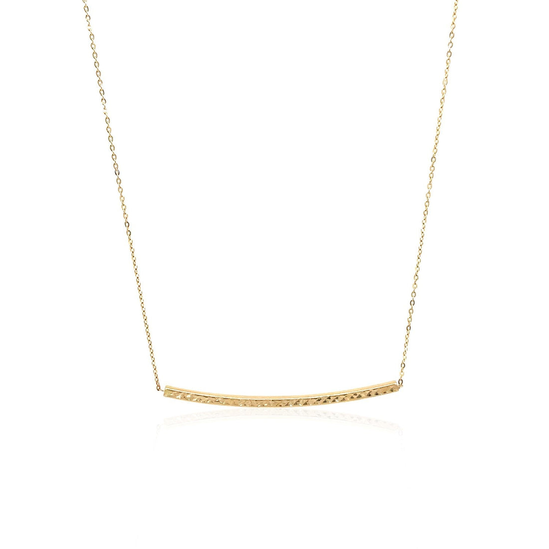 14k Yellow Gold Thin Textured Bar Necklace - Coolpeacock