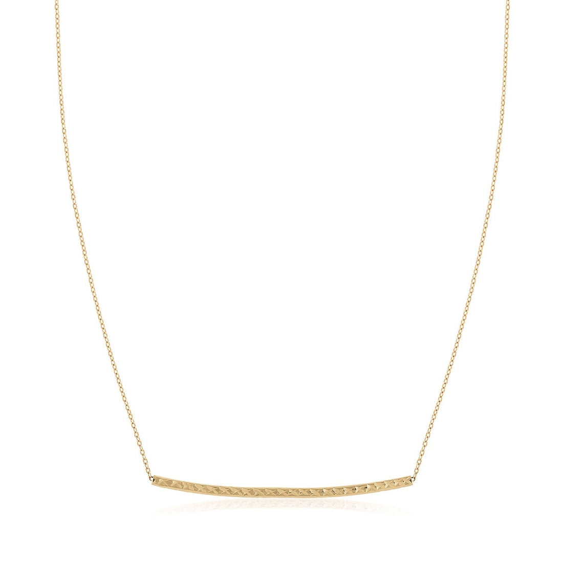 14k Yellow Gold Thin Textured Bar Necklace - Coolpeacock