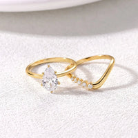 1.5 Carat Moissanite Teardrop Ring 2pcs Set - Coolpeacock