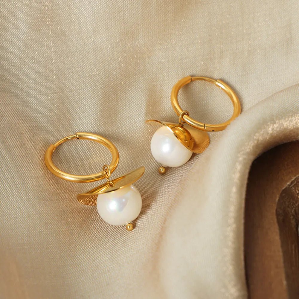 18K Gold - Plated Bead Dangle Earrings - Coolpeacock