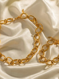 18K Gold - Plated Chunky Necklace and Bracelet Jewelry Set - Coolpeacock