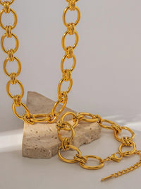 18K Gold - Plated Chunky Necklace and Bracelet Jewelry Set - Coolpeacock