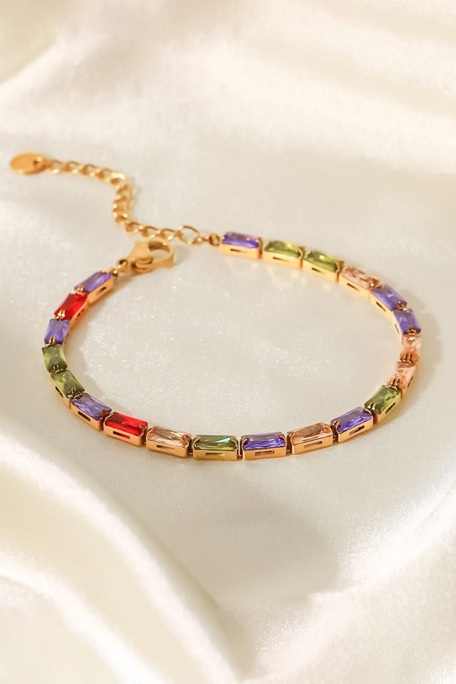 18K Gold Plated Multicolored Cubic Zirconia Bracelet - Coolpeacock