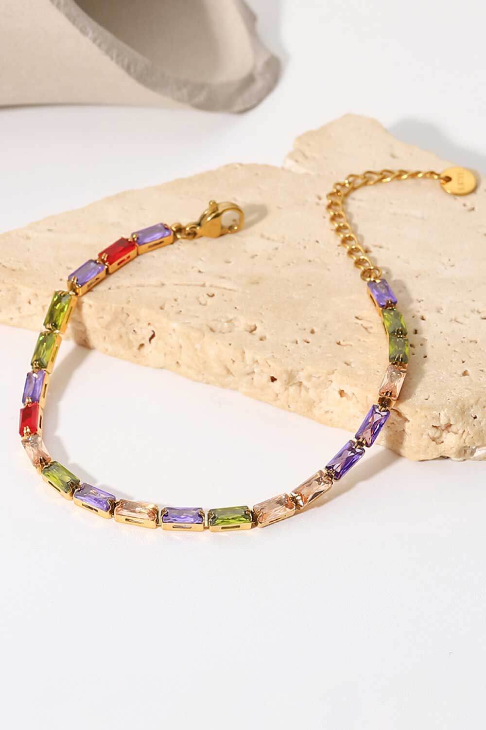 18K Gold Plated Multicolored Cubic Zirconia Bracelet - Coolpeacock