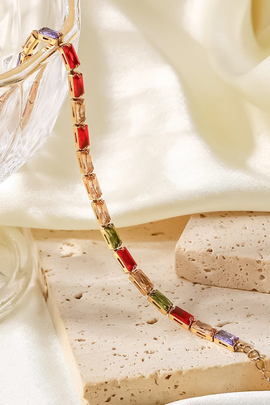 18K Gold Plated Multicolored Cubic Zirconia Bracelet - Coolpeacock