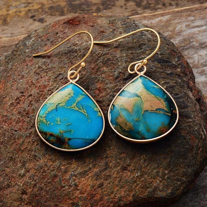 18K Gold - Plated Natural Stone Earrings - Coolpeacock