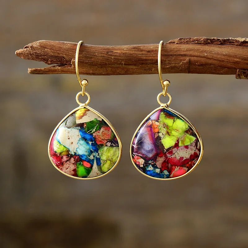 18K Gold - Plated Natural Stone Earrings - Coolpeacock