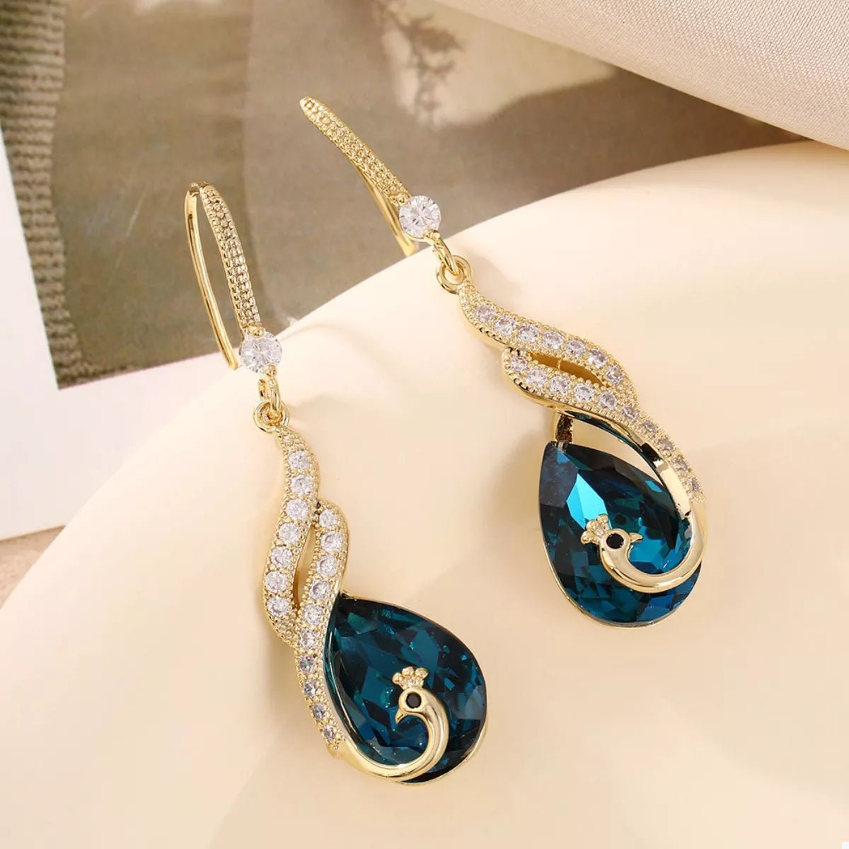 18K Gold - Plated Peacock Teardrop Earrings - Coolpeacock