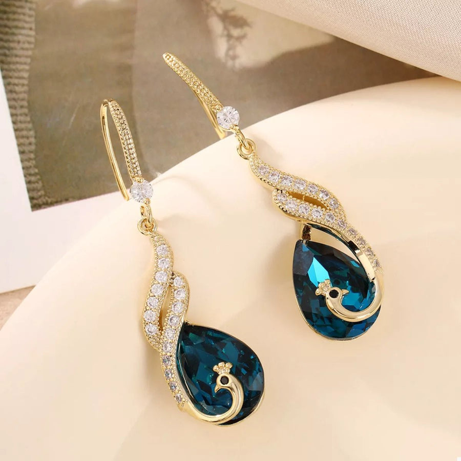 18K Gold - Plated Peacock Teardrop Earrings - Coolpeacock