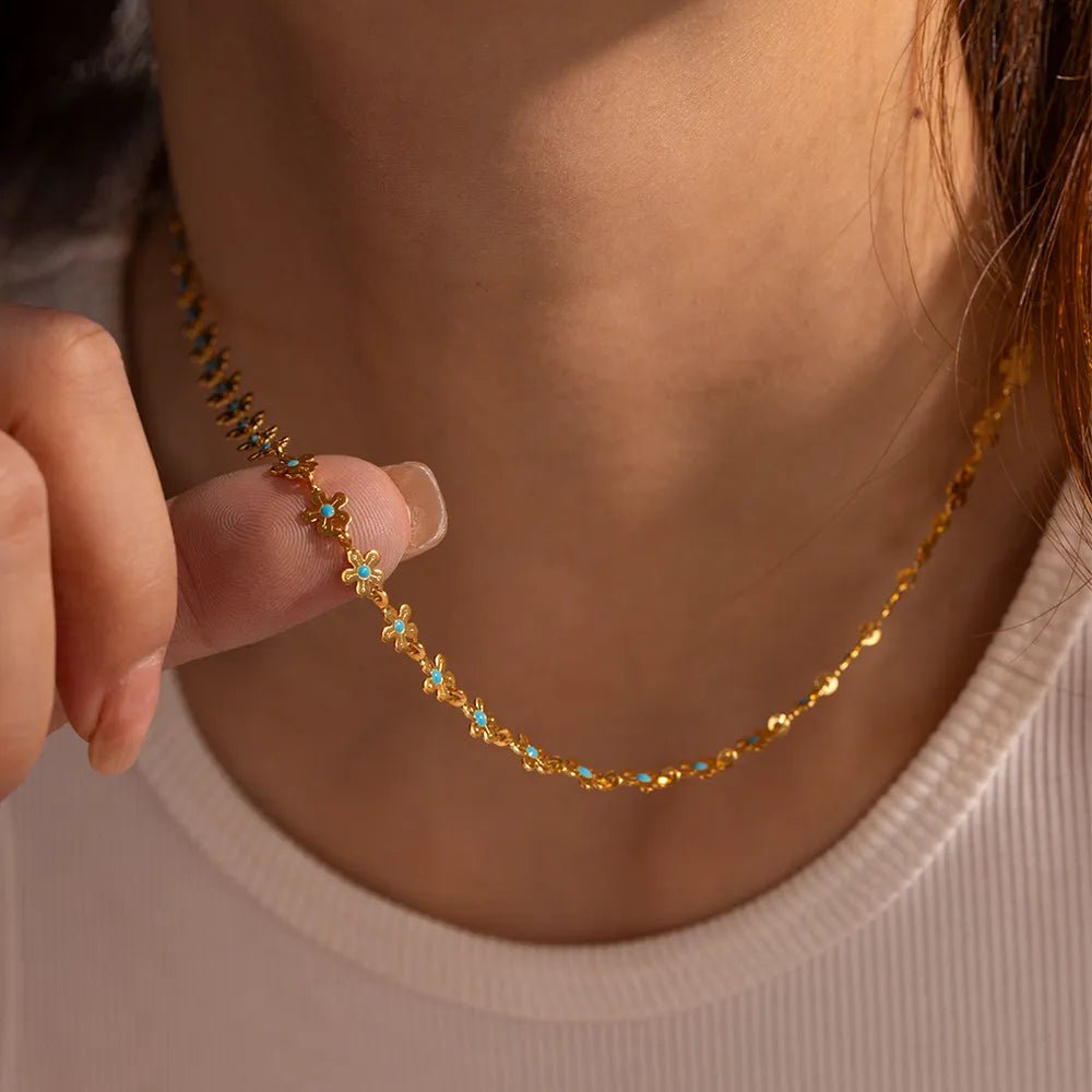 18K Gold - Plated Resin Beaded Necklace and Bracelet Jewelry Set - Coolpeacock