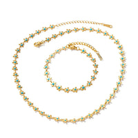 18K Gold - Plated Resin Beaded Necklace and Bracelet Jewelry Set - Coolpeacock