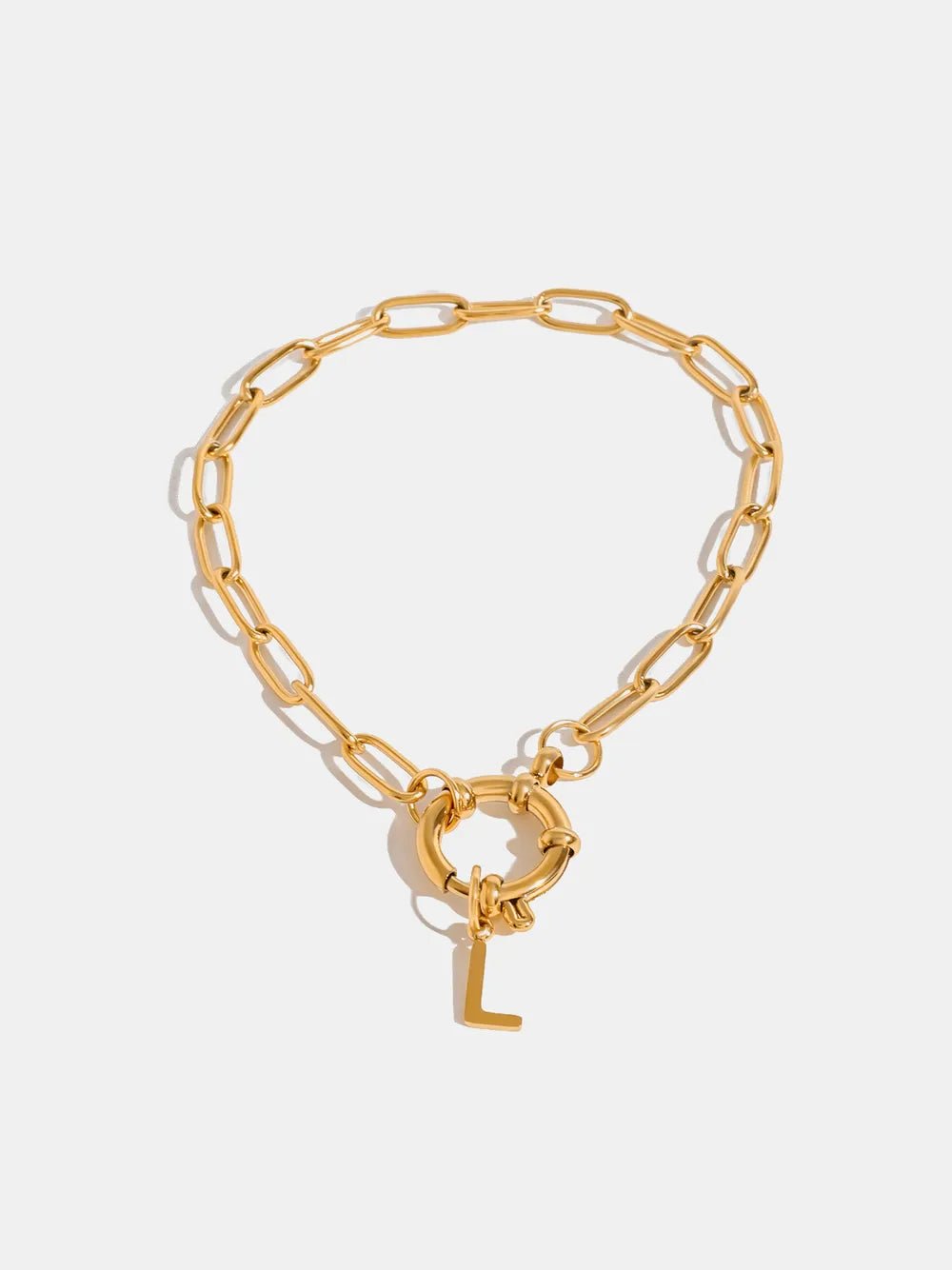 18K Gold - Plated Stainless Steel Letter L Bracelet - Coolpeacock