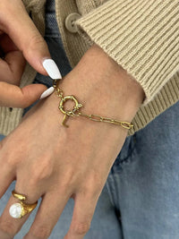 18K Gold - Plated Stainless Steel Letter L Bracelet - Coolpeacock