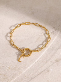 18K Gold - Plated Stainless Steel Letter L Bracelet - Coolpeacock