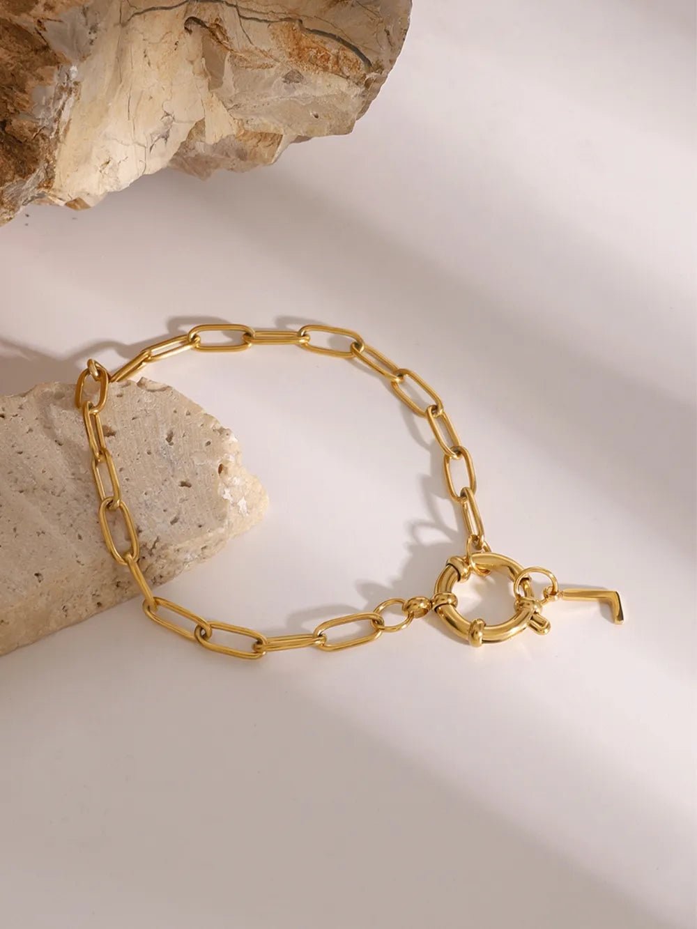 18K Gold - Plated Stainless Steel Letter L Bracelet - Coolpeacock