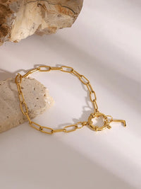 18K Gold - Plated Stainless Steel Letter L Bracelet - Coolpeacock