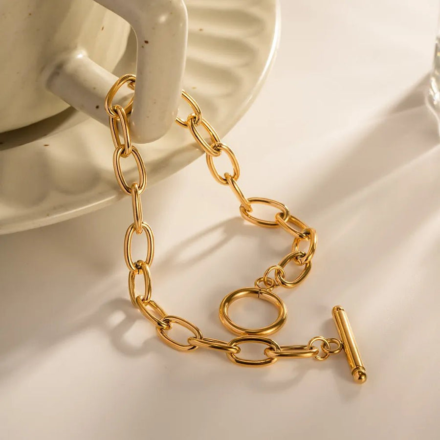 18K Gold - Plated Stainless Steel Toggle Chain Bracelet - Coolpeacock