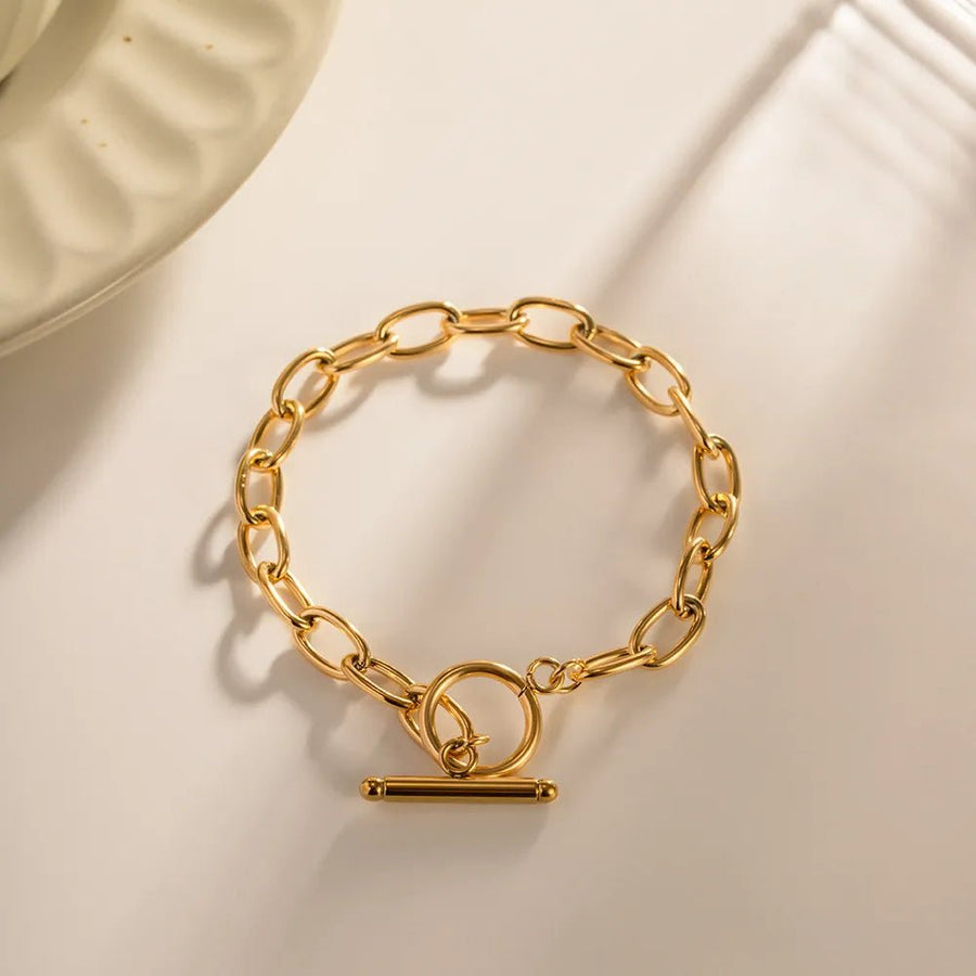18K Gold - Plated Stainless Steel Toggle Chain Bracelet - Coolpeacock