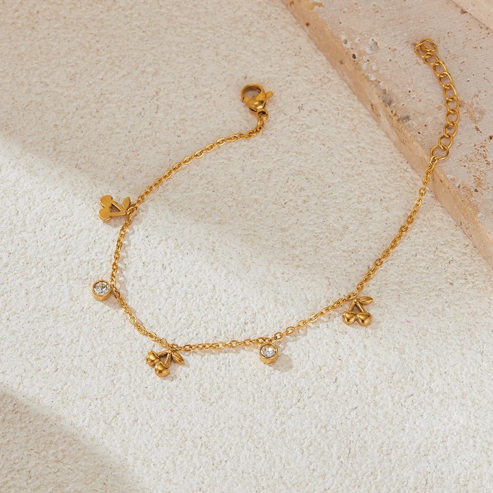 18K Gold - Plated Titanium Steel Inlaid Zircon Bracelet - Coolpeacock